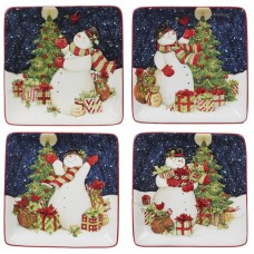 The Holiday Aisle Delilah Snowman 4 Piece Bread and Butter Plate Set DFHC7491